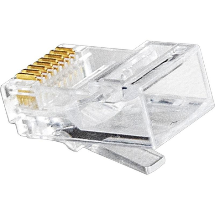 Коннектор ExeGate PL45-C6-8P8C-100 RJ-45 Кат.6 (8P8C) под одножильный кабель UTP, золотое напыление (100шт) EX283691RUS