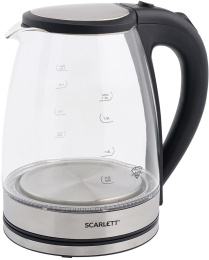 Электрочайник Scarlett SC-EK27G35 (1800 Вт, объем: 1.8 л, скрытый нагревательный элемент, внутренняя подсветка, материал корпуса: стекло, длина электрошнура: 0.75 м, цвет сталь)