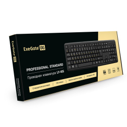 Клавиатура ExeGate Professional Standard LY-405 (USB, полноразмерная, влагозащищенная, 105кл., Enter большой, длина кабеля 1,5м, черная, Color Box) EX287138RUS
