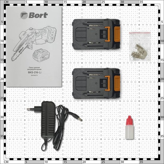 Bort BKS-216-LI Цепная пила аккумуляторная, {36В Li-Ion, Makita 18V LXT, шина 155мм, Бесщеточный, Шаг цепи, дюйм 1/4, движения цепи, м/сек 10, вес 2 кг, 2 АКБ + ЗУ} [93418279]