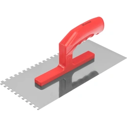 Стальная гладилка 280х130мм, зеркальная полировка, пластмас. ручка, 6х6мм MATRIX 86775