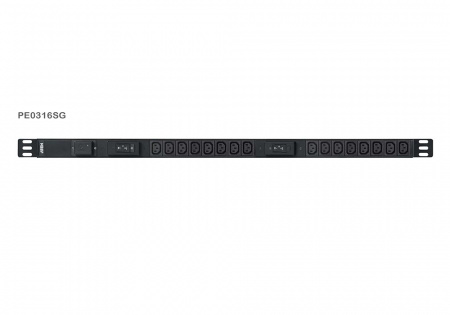 ATEN PE0316SG-AT-G Устройство распределения питания, без управления, 32A, 7.68kW, 16 портов, 1 банк, без IP доступа, ввод IEC60309, 16*C13;без шнуров