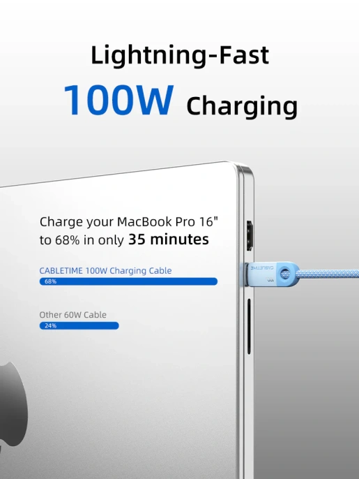 Кабель USB-C CABLETIME CUP1E (CT-CM100-PBW0.5) черный 0,5 м для смартфонов, планшетов