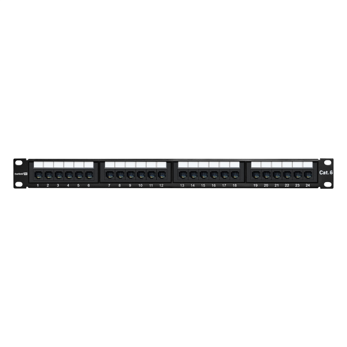 Патч-панель ExeGate EPP3-19-24-8P8C-C6-110D (19", UTP, 24 port, cat.6, KRONE&110(dual IDC), 1U, RoHS, Black, RTL) EX281080RUS