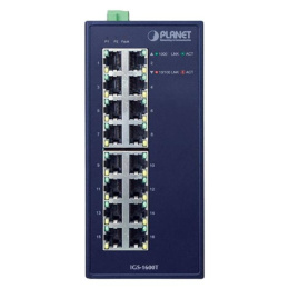 Коммутатор PLANET IGS-1600T IP30 Industrial 16-Port 10/100/1000T Gigabit Ethernet Switch -40~75 degrees C, dual 12~48V DC/24V AC ,UL certified