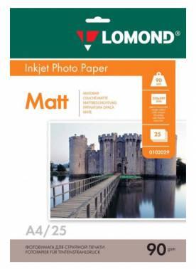 0102029 Фотобумага LOMOND Односторонняя Матовая, 90г/м2, A4 21X29,7см /25л. для струйной печати