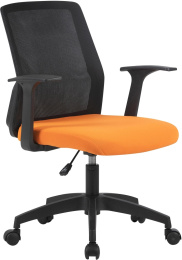 Кресло Cactus CS-MC222-BKOR, сетка/ткань, до 100кг, фиксированные подлокотники,  оранжевый