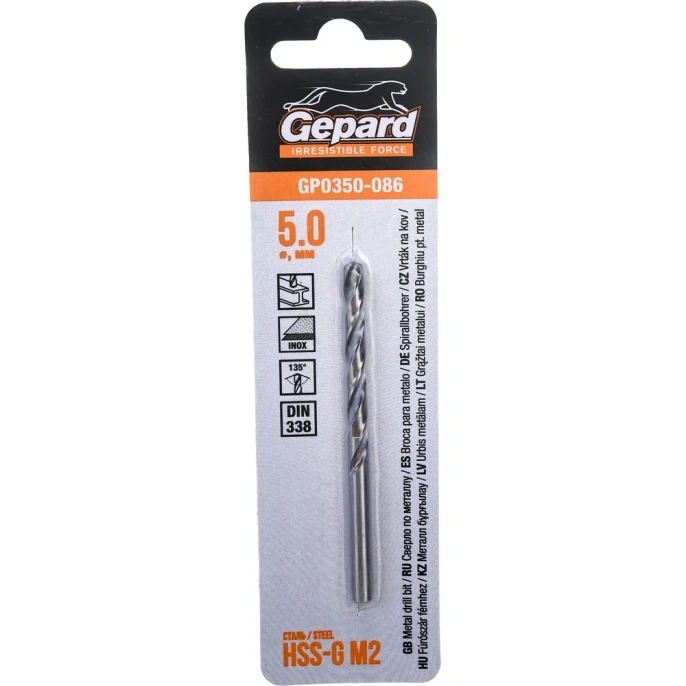 Сверло по металлу спиральное 5.0х52х86 мм, HSS-G GP0350-086
