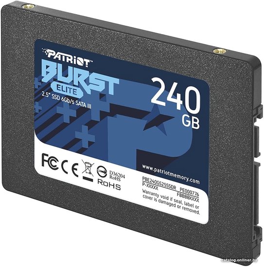 Накопитель SSD Patriot SATA-III 240GB PBE240GS25SSDR Burst Elite 2.5"