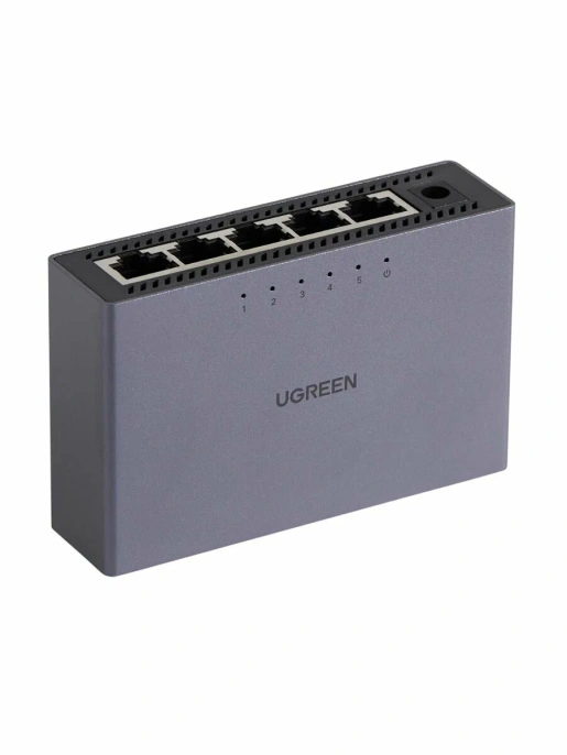 Коммутатор сетевой UGREEN CM633 15641EU 5-Port Gigabit Ethernet Switch Aluminum Housing EU. Цвет: серый