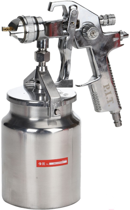 Пневматический краскопульт P.I.T. PSG1000-A 43PSI, сопло 1.4мм, бак 1 л, краска 190 мл/мин, 280 л/мин