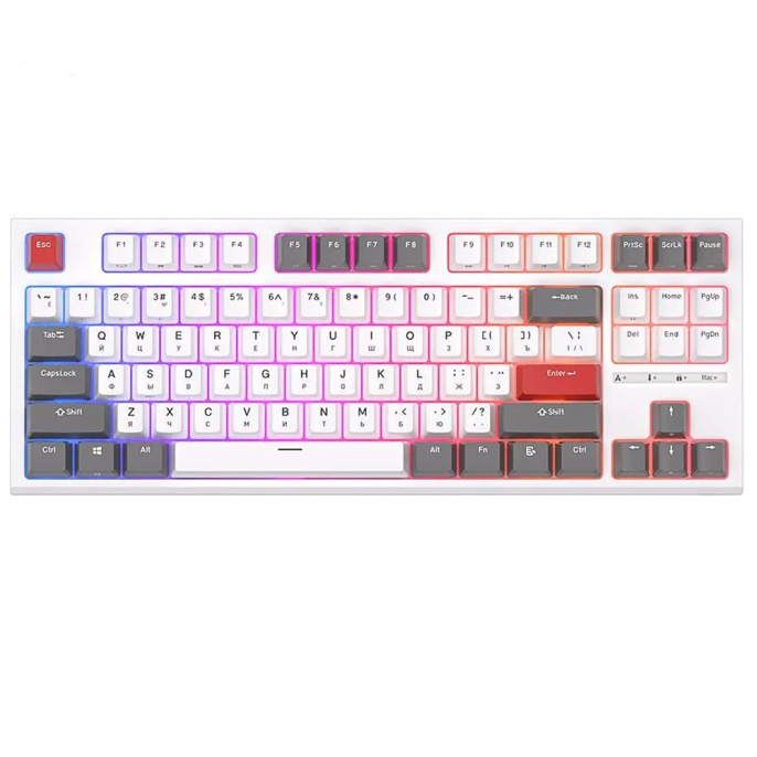 Клавиатура Royal Kludge RK-R87 Black/Gray/Red игровая для ПК/для компьютеров Apple, механическая, RK Red, ход: линейный, пластик, интерфейс подключения: USB-A, подсветка, кириллица