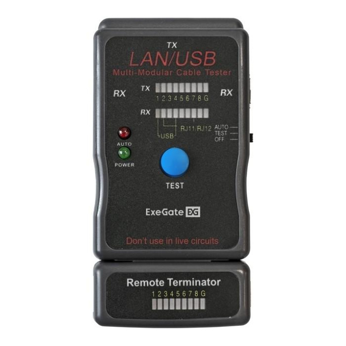 Тестер сетевой ExeGate EX-T5448 для RJ-45/RJ-11/RJ-12/USB EX293160RUS