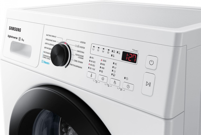 Стиральная машина Samsung WW60AG4S00CELP, с фронтальной загрузкой, с паром, 6кг, 1000об/мин, инверторная
