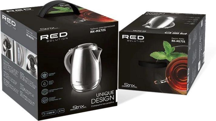 Чайник электрический RED SOLUTION RK-M172, 1.7л, нержавеющая сталь/пластик