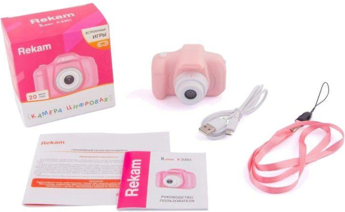 Цифровой компактный фотоаппарат Rekam iLook K330i, детский, розовый