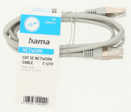 Патч-корд Hama H-200915 UTP cat.5E solid 1.5м серый RJ-45 f -RJ-45 m 00200915