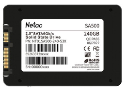 SSD накопитель Netac SSD SA500 240GB 2.5 SATAIII 3D NAND, R/W up to 520/450MB/s, TBW 120TB, 3y wty NT01SA500-240-S3X