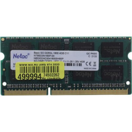 Оперативная память NETAC Basic NTBSD3N16SP-04 DDR3L -  1x 4ГБ 1600МГц, для ноутбуков (SO-DIMM),  Ret