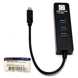 5bites Кабель-адаптер UA3C-45-10BK USB3.1 сетевая карта / 3*USB3.0 / RJ45 1G / BLACK