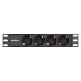 Блок розеток 10" с разъемом C14 ExeGate ServerPro PDU-10H401 Al-4S-C14 10", 1U, Алюминий, 4*EU/Тип F Schuko , C14, ШхВхГ : 274х45х45 мм, черный, RTL EX298596RUS