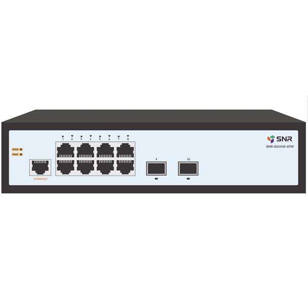 SNR SNR-S5010G-8TM Управляемый коммутатор уровня 2, 8 портов 10/100/1000Base-T, 2 порта 1/2.5G SFP, встроенный БП ~220V AC