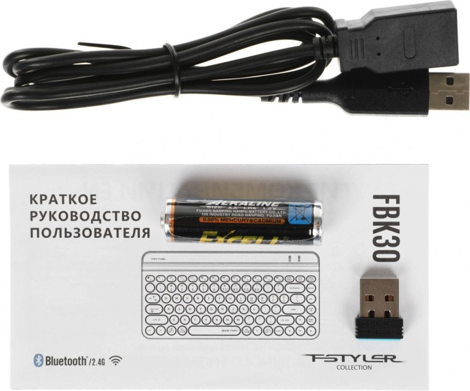 Клавиатура A4TECH Fstyler FBK30, USB, Bluetooth/Радиоканал, мембранная, розовый [fbk30 raspberry]
