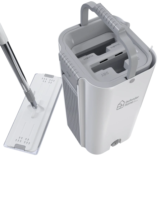 Набор для уборки со шваброй DEFENDER CM-402 серый,ведро 5,5л, 2 насадки,28402