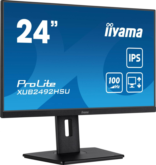 23.8" Монитор Iiyama ProLite XUB2492HSU-B6, 1920x1080, IPS, 100Гц, 1хHDMI, 1хDP, черный