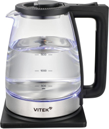 Чайник электрический Vitek VT-WK1071 1.7л. 1800Вт черный/серебристый корпус: стекло