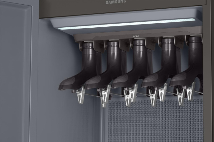 SAMSUNG DF10A9500CG/LP Паровой шкаф для ухода за одеждой. На 5 комплектов вещей. Сенсорный дисплей, инверторный компрессор, сушка HeatPunp, дезодор./пылевой фильтры. 18 программ, SmartThings, зеркальный