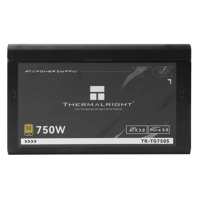 Блок питания ПК/ Power Supply Thermalright, 750W 80+ Gold ATX, 3.0, PCIe 5.0, Non-modular, 1x24 20+4 pin, 1xCPU 8 4+4 pin, 2xPCIe*2 8 6+2 pin, 5xSATA3, 1x12+4pin 12VHPWR PCIe 5.0 12+4pin 600mm , 3xMOLEX4pin, Active, 120x120mm, 150x140x86mm, APFC, black (T