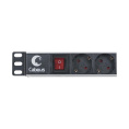 Блок розеток для 19" шкафов, горизонтальный, 1U 8 розеток, 10A Cabeus PDU-8P выключатель, гнездо под шнур, алюминиевый корпус