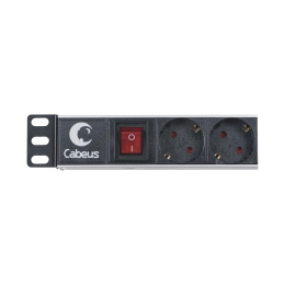 Блок розеток для 19" шкафов, горизонтальный, 1U 8 розеток, 10A Cabeus PDU-8P выключатель, гнездо под шнур, алюминиевый корпус