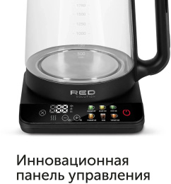Чайник электрический Red Solution KG1330D 2л. 2000Вт прозрачный/черный корпус: стекло/пластик