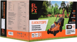 Газонокосилка аккумуляторная ELFY ELM3637CBPS, 37см, несамоходная, 4Ач, с 2 АКБ, с ЗУ [100064193717]