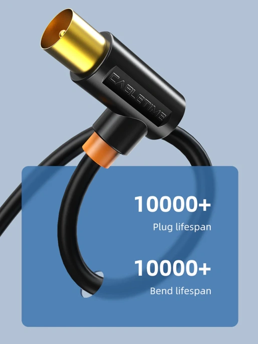 Кабель CABLETIME CF35H (CT-AV101-10-W1) 1 м, TV/антенны, 90 градусов, 75 Ом, белый