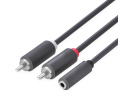 GCR Кабель-переходник аудио 0.3m jack 3,5mm / 2 х RCA , черный, F/M, GCR-51841