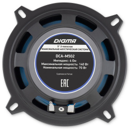 Колонки автомобильные Digma DCA-M502 140Вт 90дБ 4Ом 13см 5дюйм ком.:2кол. коаксиальные двухполосные