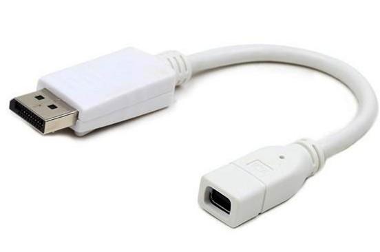 Cablexpert Переходник miniDisplayPort - DisplayPort, 20F/20M, длина 16см, белый A-mDPF-DPM-001-W