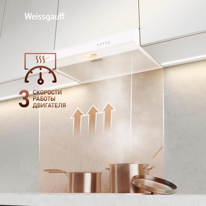 Вытяжка козырьковая Weissgauff Cover 60 белый управление: кнопочное 439261