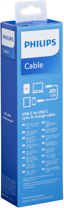 Кабель Philips DLC8701,  USB Type-C (m) -  USB Type-C (m),  1.2м,  3A,  черный