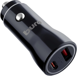 Автомобильное зарядное устройство Buro BUCN1, USB-A, USB-C, 18Вт, 3A, черный [bucn18p110bk]