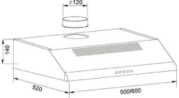 Вытяжка козырьковая OASIS UP-50W F , управление кнопочное, белый