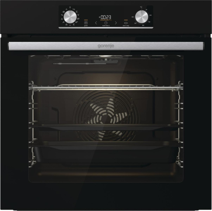 Встраиваемые электрические духовки GORENJE/ Духовой шкаф, 77л, 60 см, ExtraSteam: приготовление с паром, Очистка паром AquaClean, черный BOSX6737E03B
