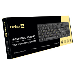 Клавиатура ExeGate Professional Standard LY-331 USB, полноразмерная, влагозащищенная, 104кл., Enter большой, длина кабеля 1,5м, черная, Color Box EX263905RUS