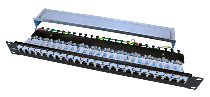 Патч-панель 19" 24 порта RJ-45 FTP 5e Hyperline PP3-19-24-8P8C-C5E-SH-110D экранированная