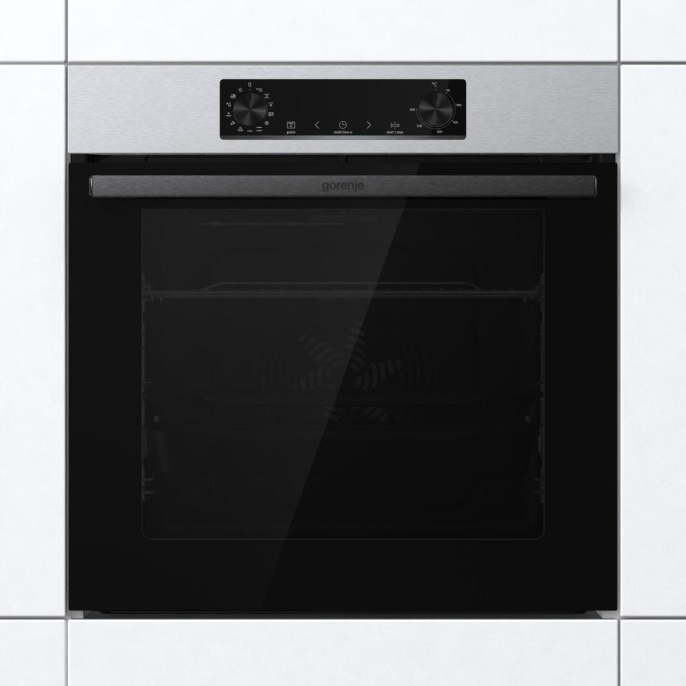 Духовой шкаф электрический Gorenje BOSB6737E06X,  77л,  дверца с 2 стеклами,  нержавеющая сталь/черный
