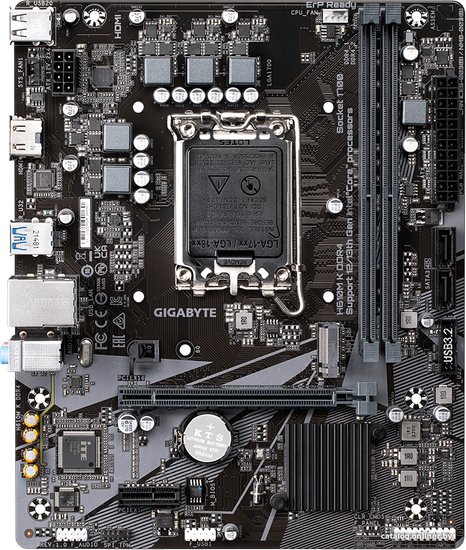 Материнская плата Gigabyte H610M K DDR4 Soc-1700 H610 PCI-E 4.0x16 PCI-E 3.0x1 M.2 1GbE LAN 2xDDR4 3200MHz HDMI mATX RTL