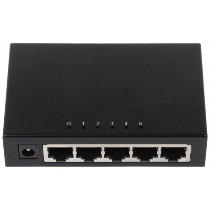 DAHUA DH-PFS3005-5GT 5-портовый гигабитный неуправляемый коммутатор, 5xRJ45 1Gb, коммутация 10 Гбит/с, MAC-таблица 2К, металл